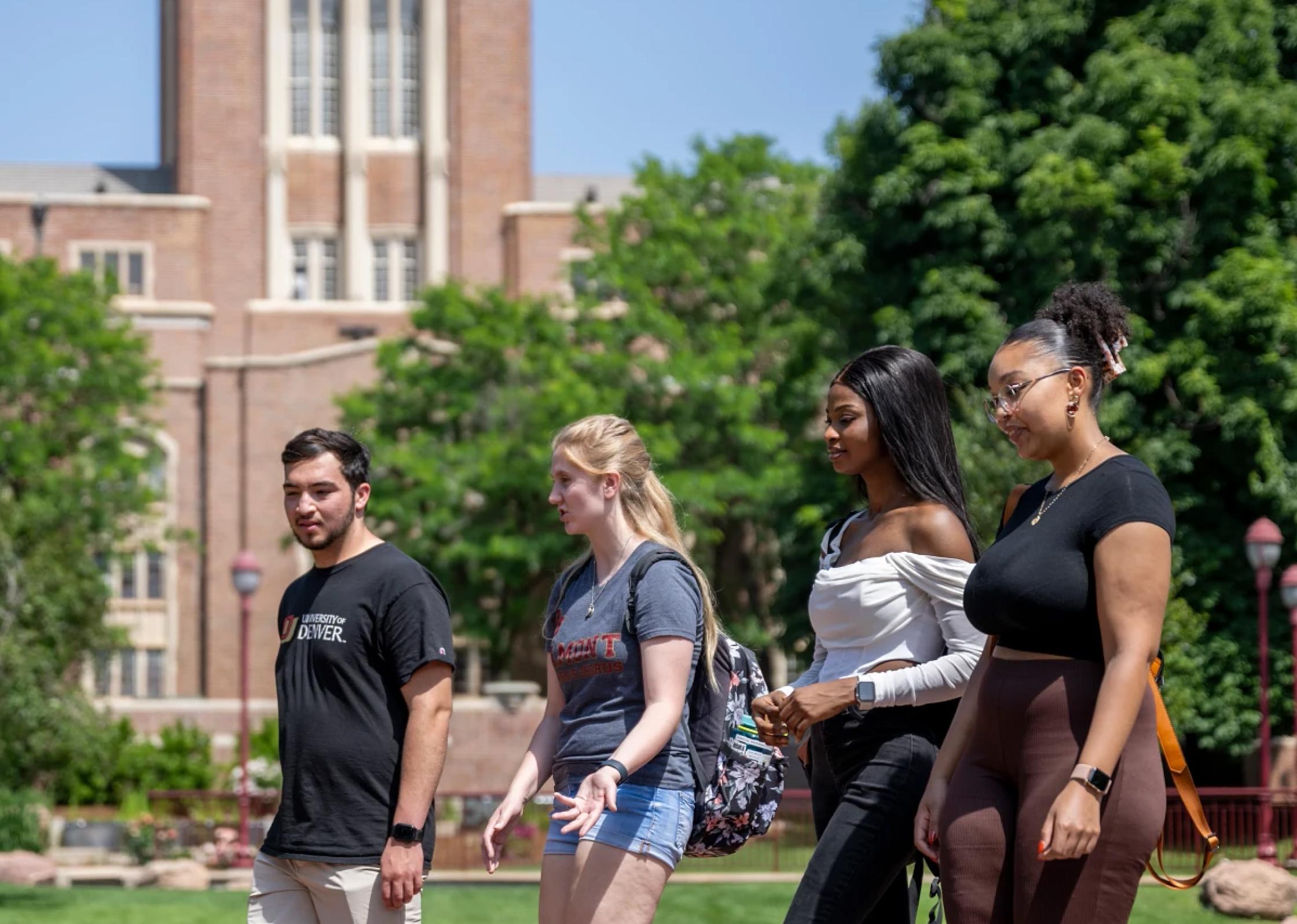 University of Denver students walking on campus